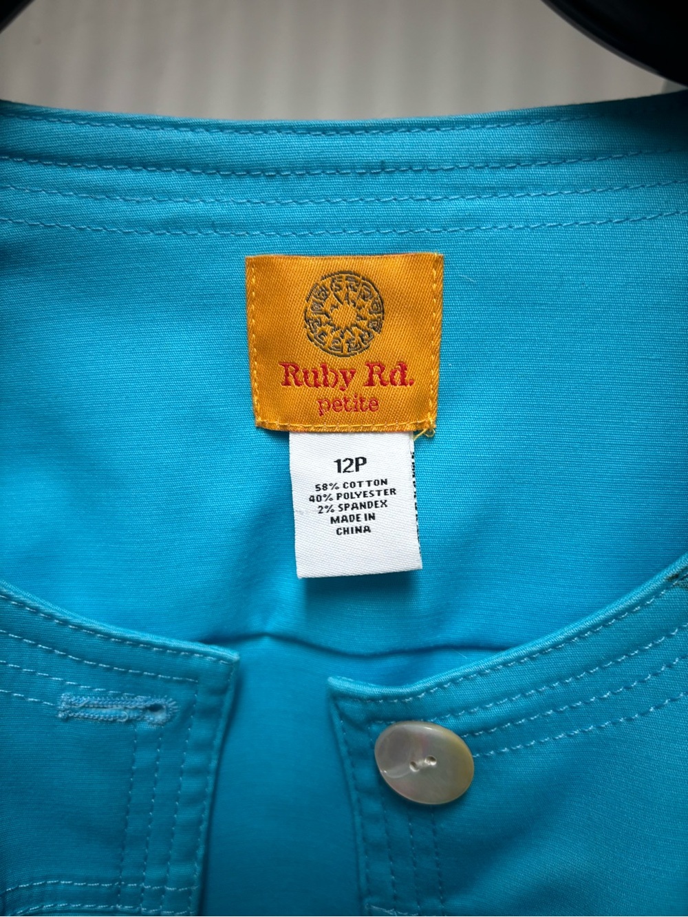 Ruby Rd. Turquoise Round-Neck Button Jacket - Picture 2 of 3